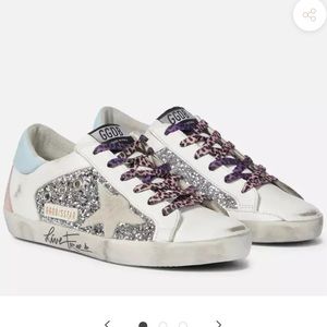 GOLDEN GOOSE SUPER-STAR GLITTER AND LEATHER UPPER SUEDE STAR LIVE FREE